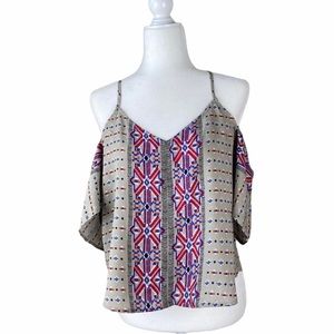 VOGE | Cold Shoulder Aztec Pattern Shirt
